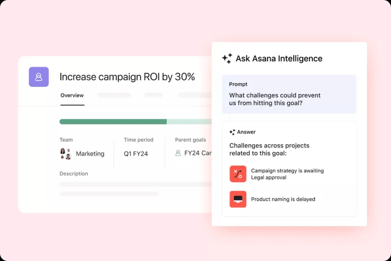Asana 的 AI 截图.
