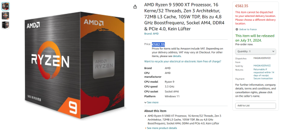 AMD Ryzen 5 9600X CPU 在零售商处以 295 美元价格出售 AMD Ryzen 5 9600X CPU 在零售商处以 295 美元价格出售