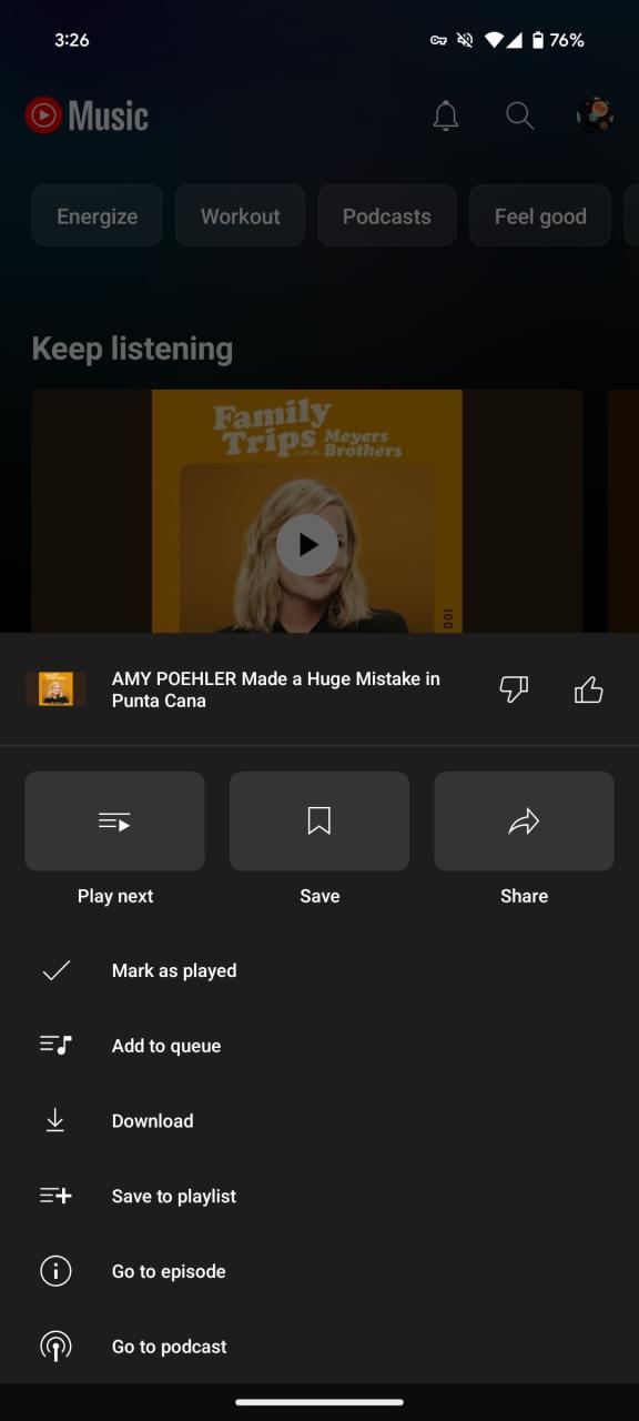 YouTube Music 播客功能截图