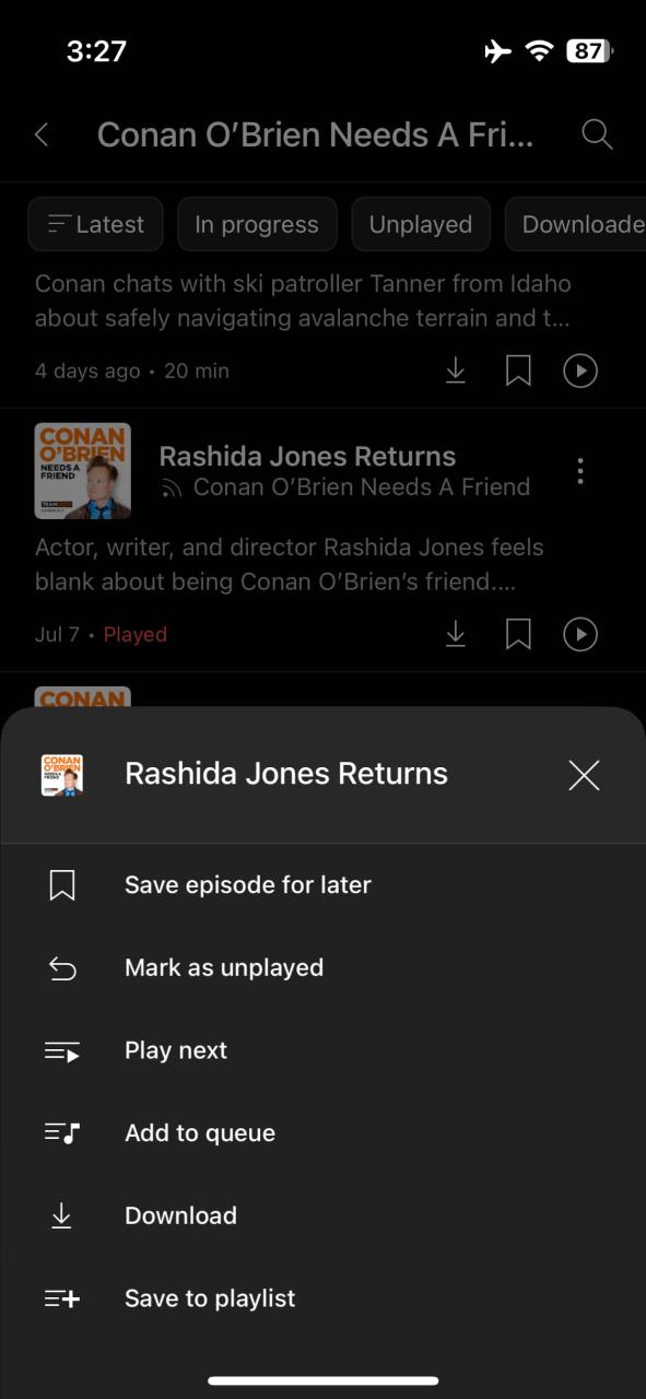 YouTube Music 新增播客“标记为已播放”功能 YouTube Music 新增播客“标记为已播放”功能