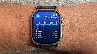 图片 7：手腕上显示睡眠跟踪的苹果手表