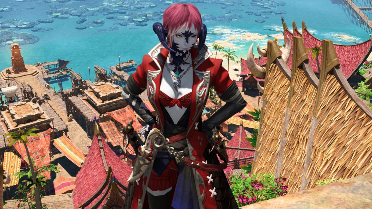 图片 2：FF14 曙光之路职业变化 - 一个站在图里奥拉高处的奥拉忍者。