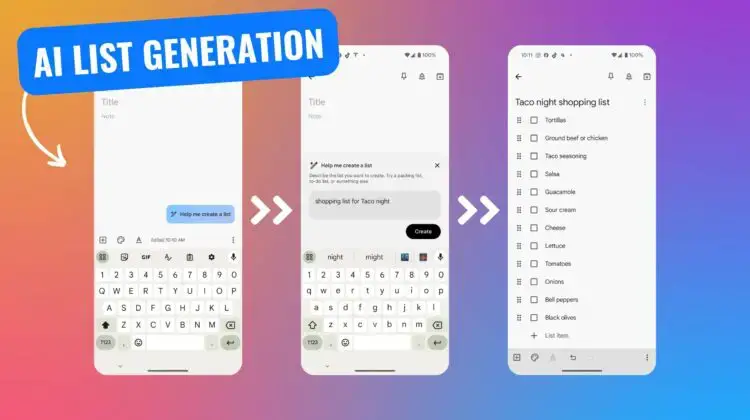 Google Keep AI 列表创建功能