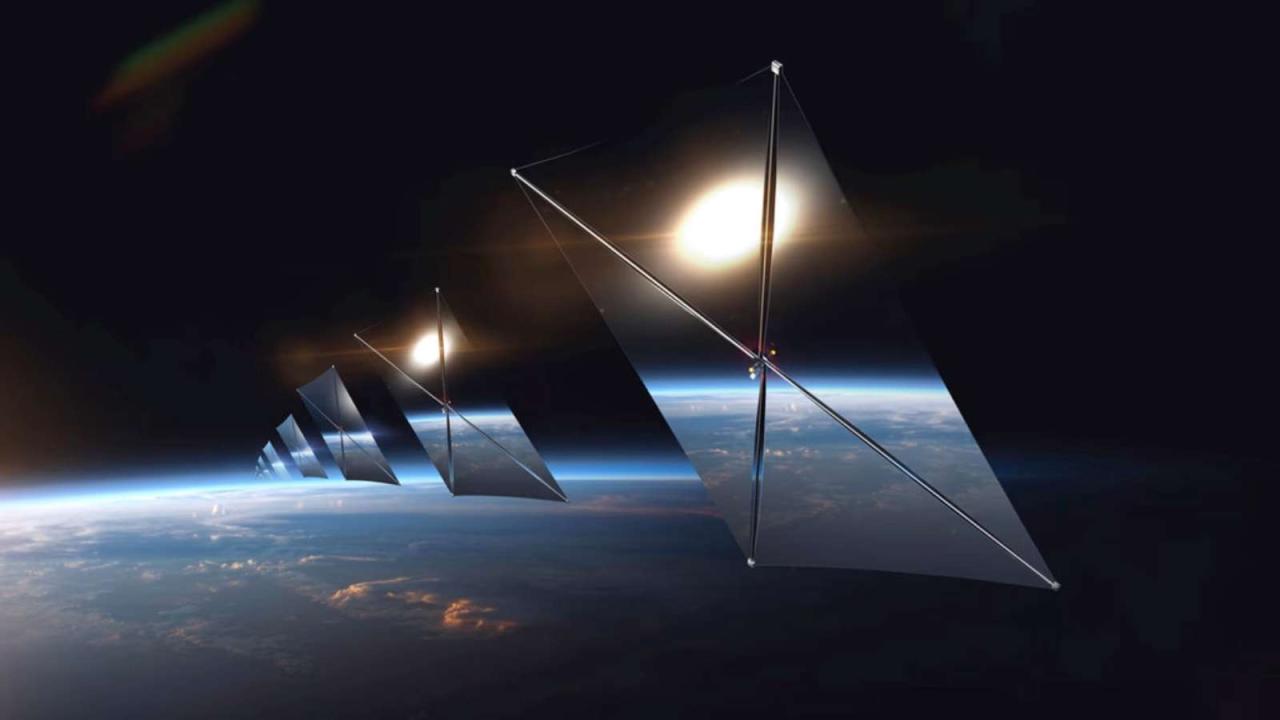 外太空的镜子反射阳光