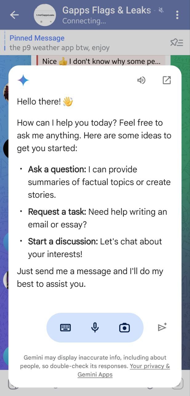 图片 2：Google Gemini 获得浮动响应窗口