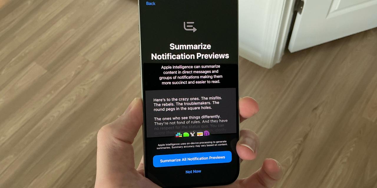 iOS 18.1 beta 3 中的苹果智能通知摘要功能