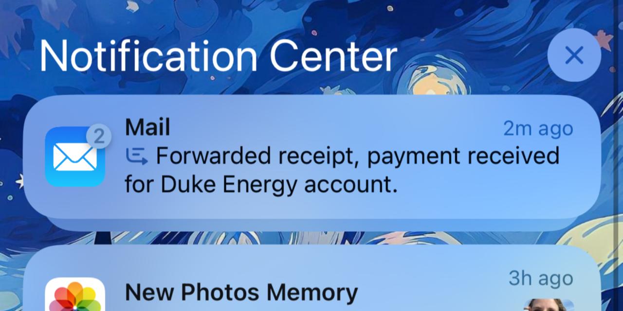 图片 2：iOS 18.1 中的邮件通知