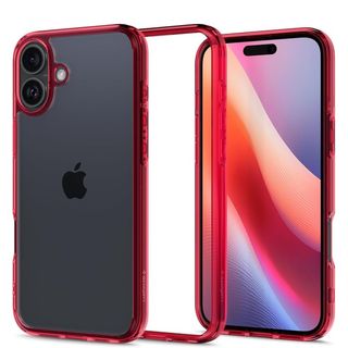 白色背景上的 Spigen Ultra Hybrid for iPhone 16 Pro Max with red trim