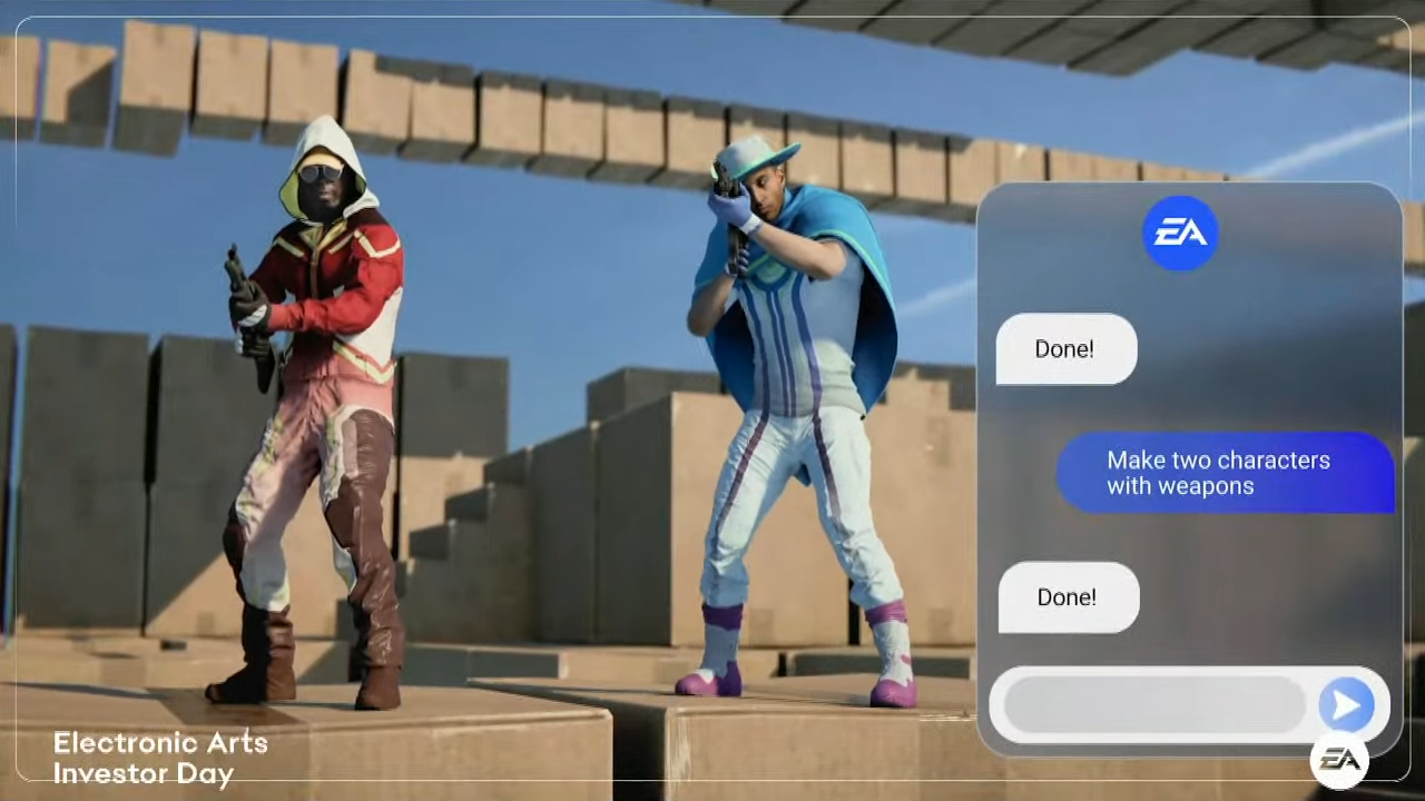 EA 的投资者日 2024 上的 AI 实验截图