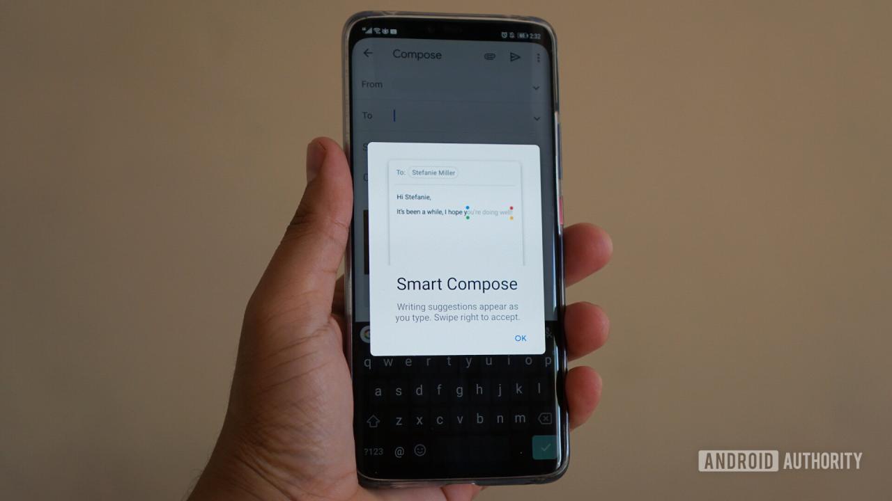 Smart compose in Gmail for Android