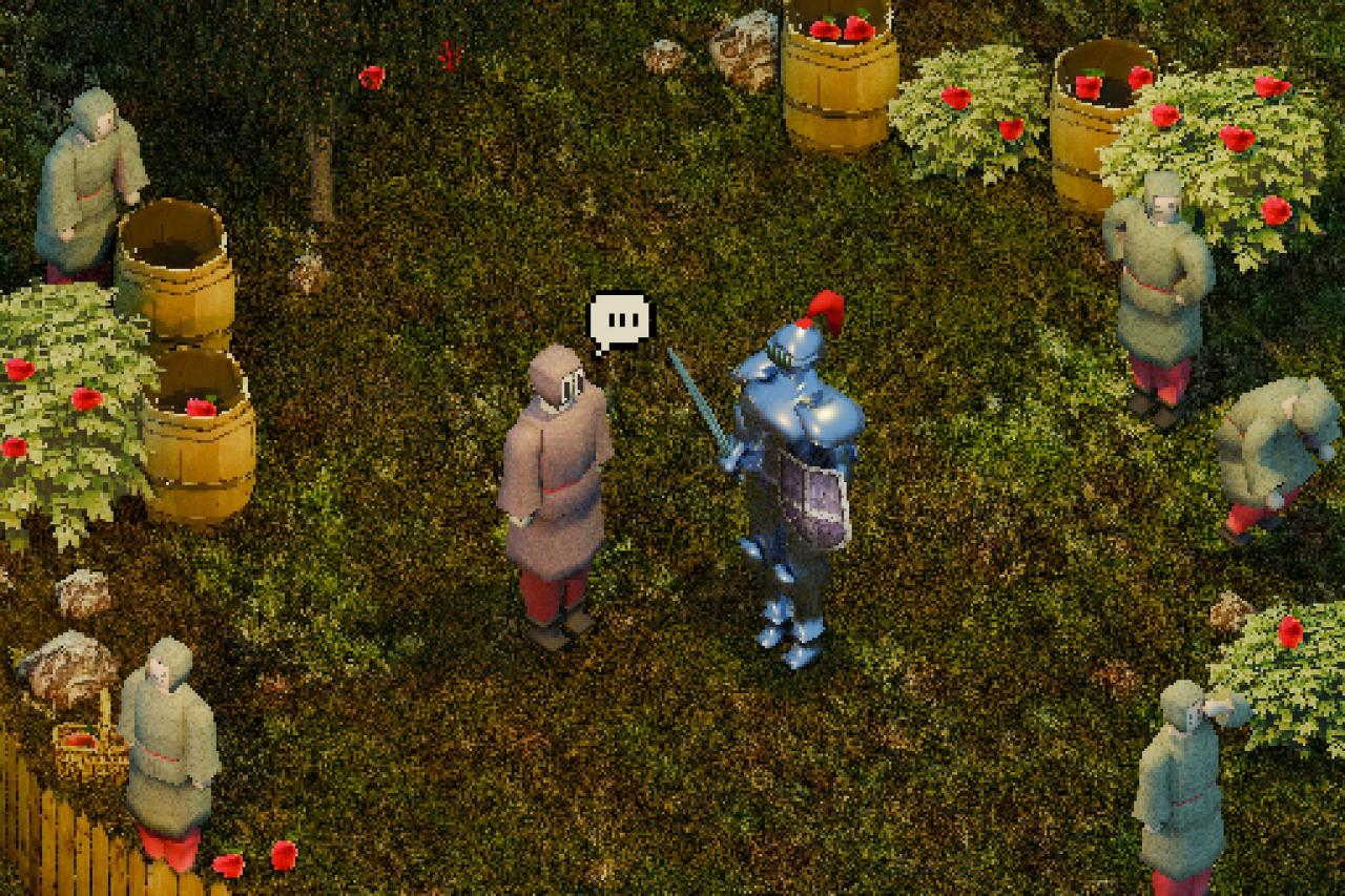 玩家与非玩家角色对话的三维插图。