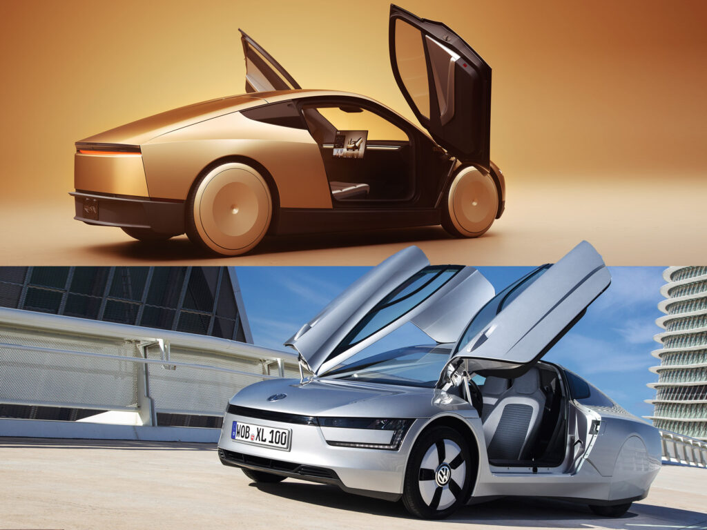 Tesla Cybercab 和 VW XL1 的蝴蝶门设计