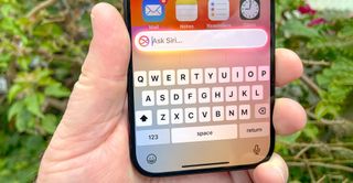 iPhone 15 Pro 屏幕上的输入到 Siri 界面