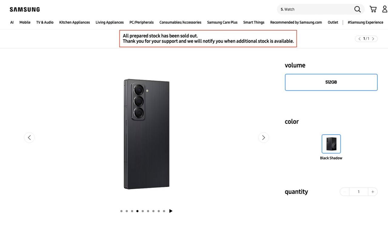 三星 Galaxy Z Fold 特别版第二批在韩国售罄