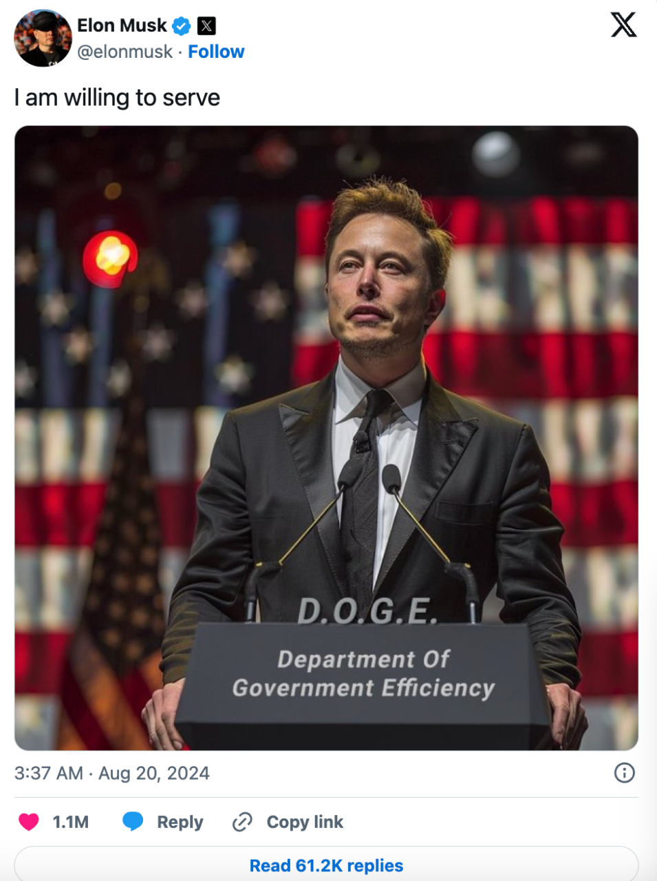 特朗普任命马斯克领导政府效率办公室 特朗普任命马斯克领导政府效率办公室