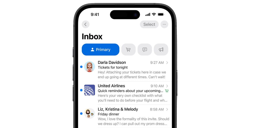 iOS 18.2 邮件应用界面