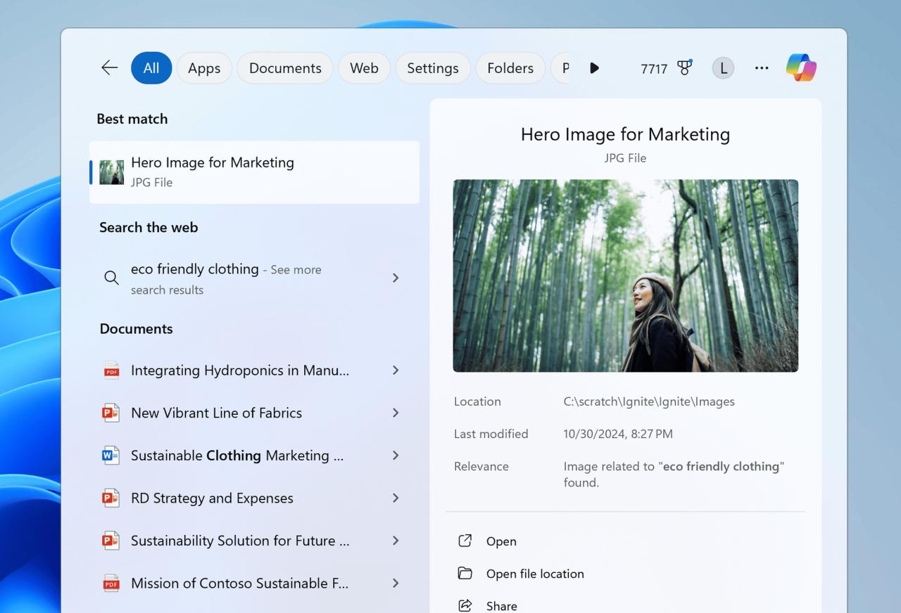 Microsoft opens testing for Windows AI search