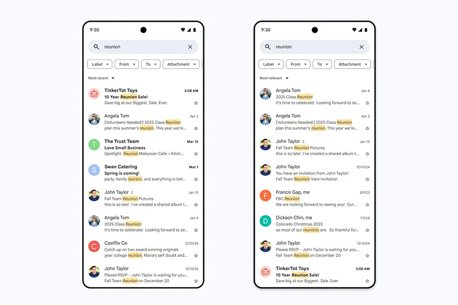 Google 通过 AI 技术优化 Gmail 搜索体验，提升用户效率