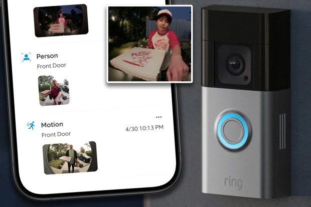 Ring 门铃应用显示披萨配送通知