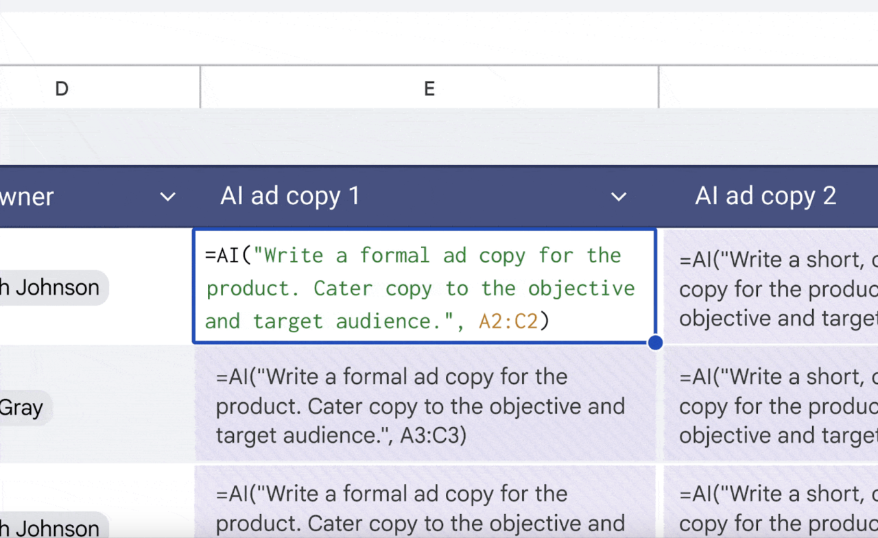 Google Sheets 推出 AI 文本生成功能，提升工作效率