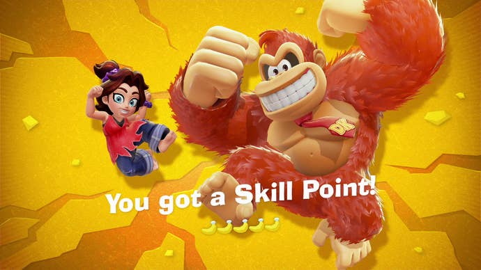 Donkey Kong 和 Pauline 在 DK Bananza 中庆祝升级