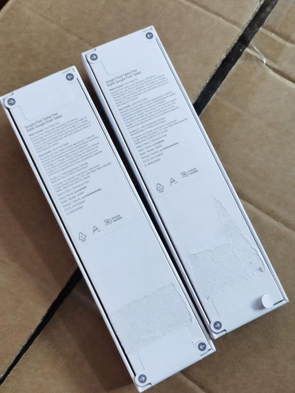 未发布的 Pixel Tablet Pen 包装盒背面