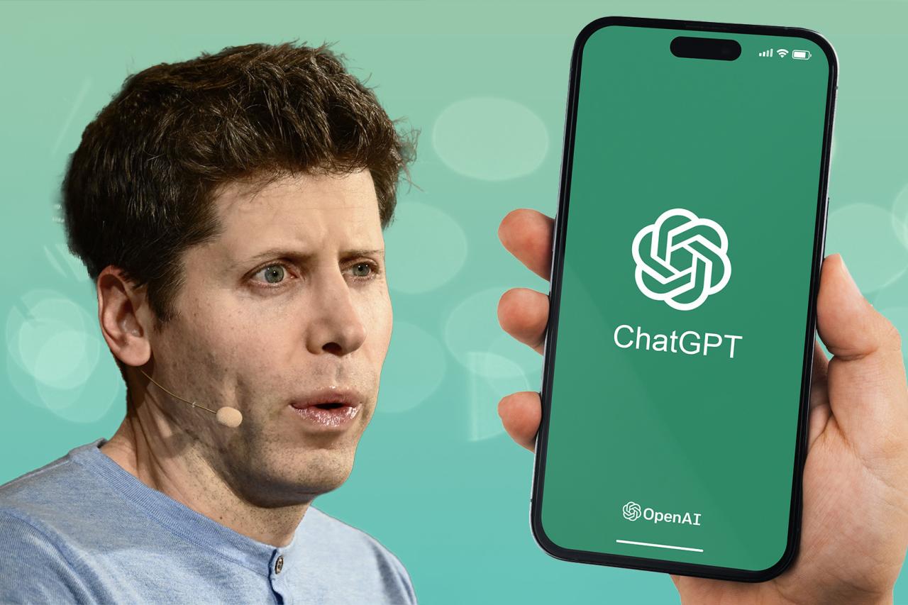 Sam Altman 手持手机上的 ChatGPT