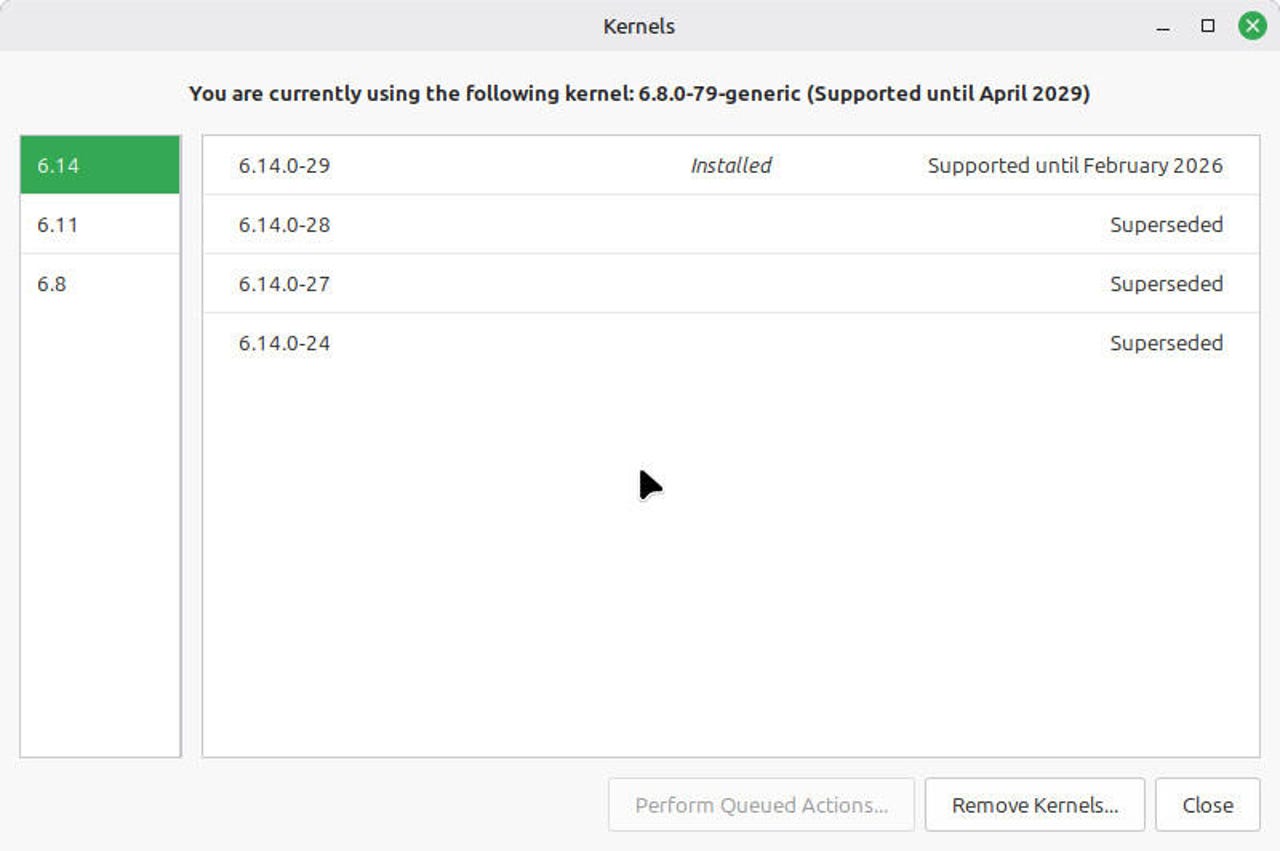 在 Linux Mint 中可以切换 Linux 内核