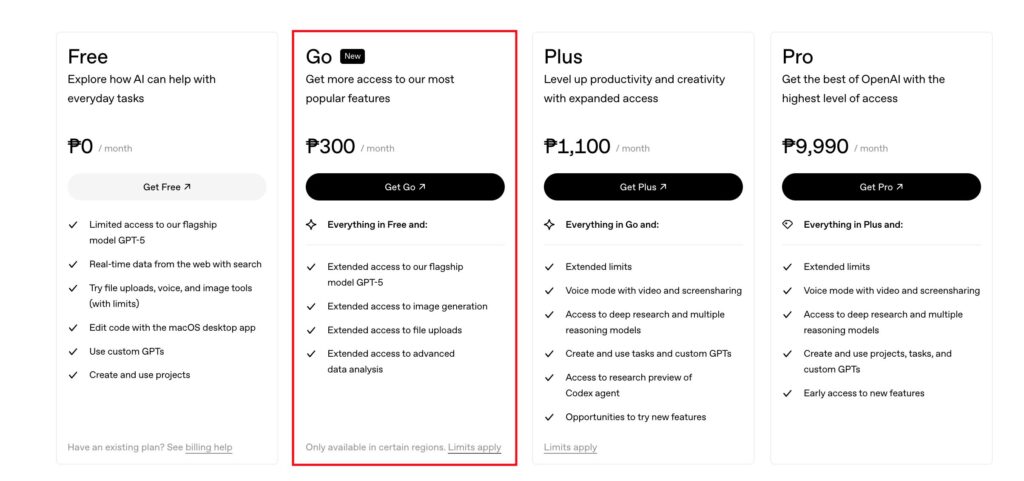 OpenAI 在菲律宾推出 ChatGPT Go 计划,月费仅 300 比索 OpenAI 在菲律宾推出 ChatGPT Go 计划,月费仅 300 比索