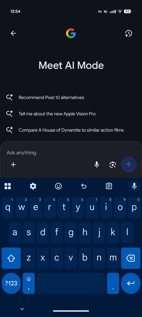 Google AI Mode plus menu redesign