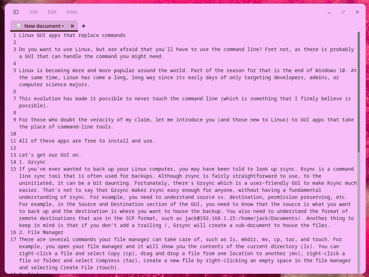 The COSMIC Text app.