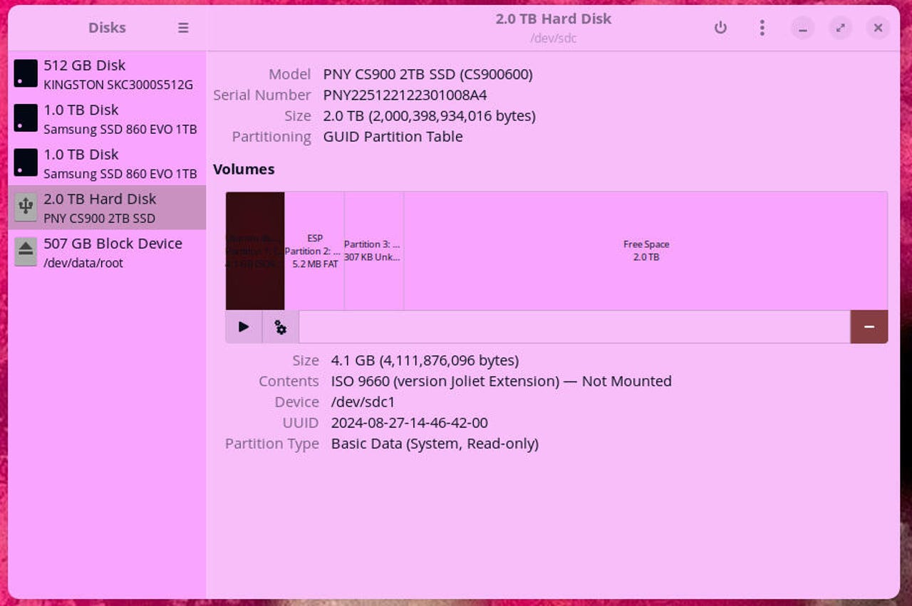 The Disks app.