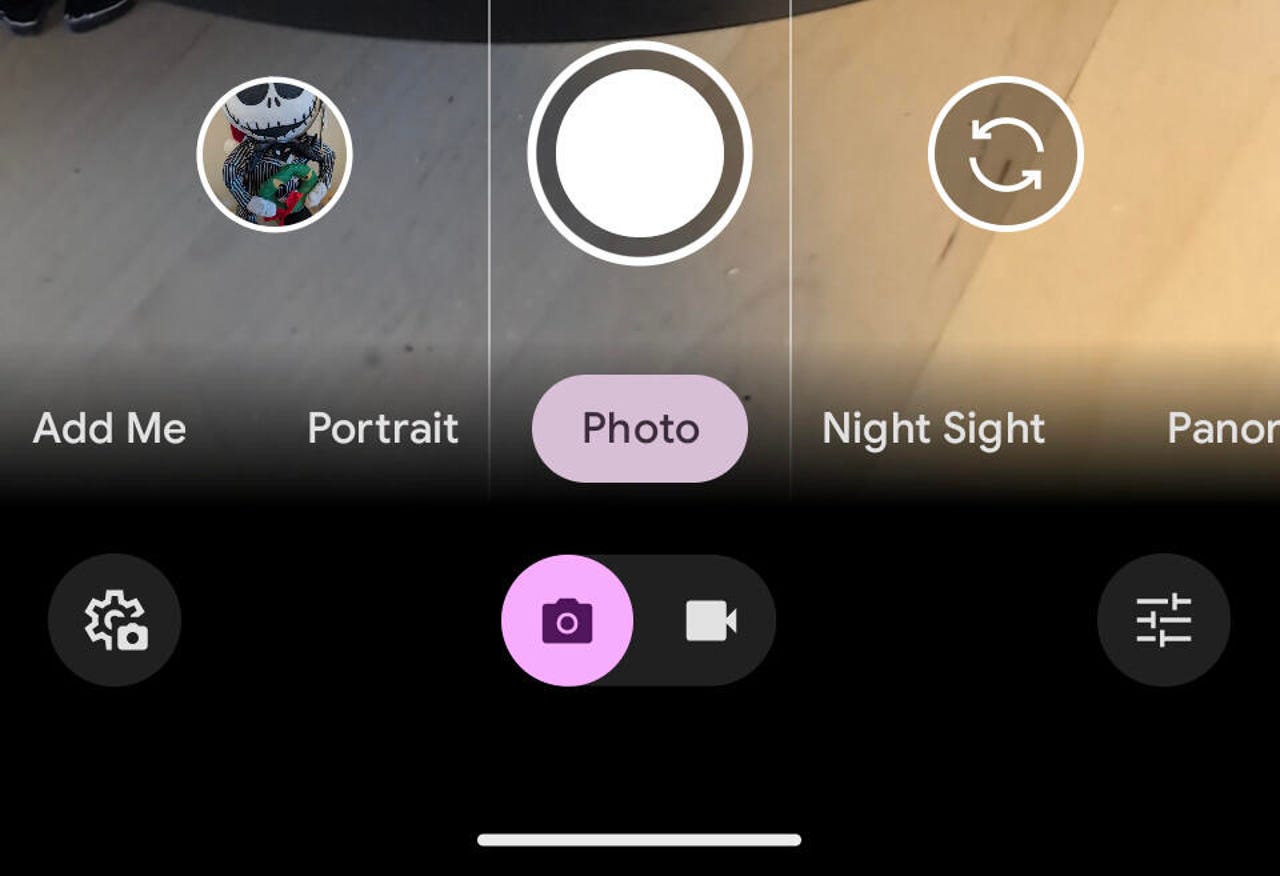 The bottom portion of the Pixel camera app.