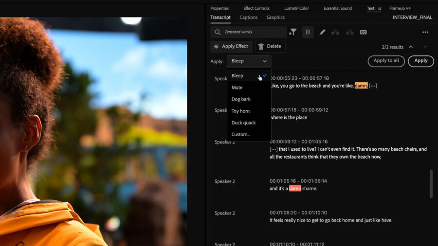 Premiere Pro 25.6.1 媒体智能搜索