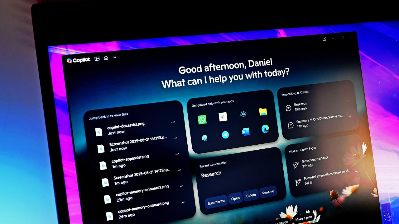 Copilot 应用在 Windows 11 中的新功能快照（2025 年 8 月）。